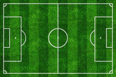 Yeşil doğal çim ile futbol alanı Üstten Görünüm