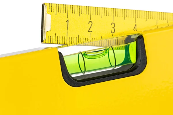 Yellow Spirit Level Folding Rule Isolated White Background — Stock Photo, Image