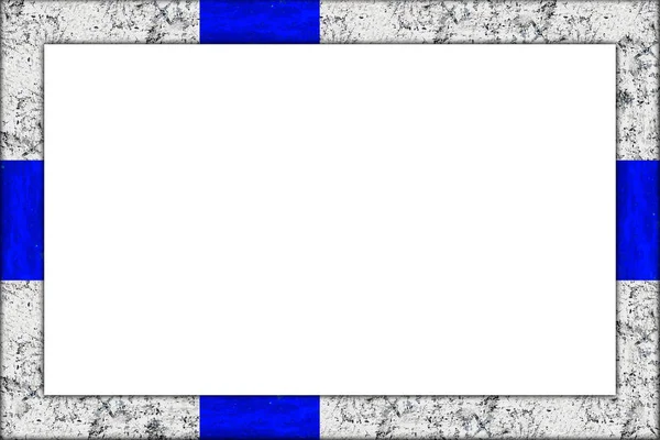 Leere Holzbild Oder Tafel Rahmen Finnland Finnische Flagge Design Isoliert — Stockfoto