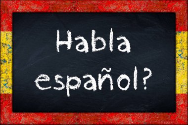 İngilizce espanol blackboard İspanya bayrağı çerçeve ile