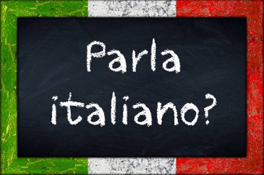 Parla italiano blackboard İtalya bayrağı çerçeve ile