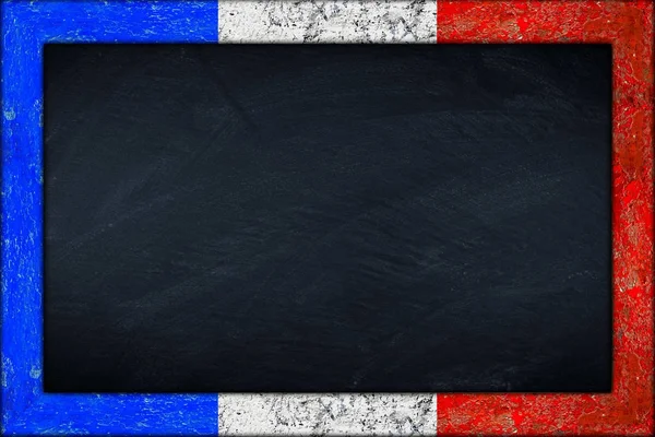 Blackboard with french flag frame — Stock Photo, Image