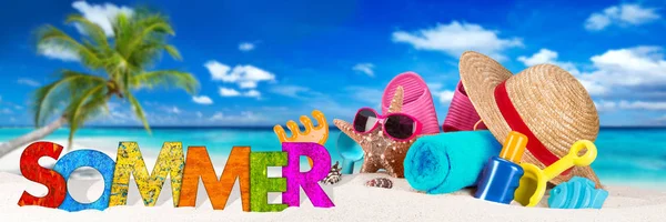 Sommer / zomer accessoire op tropisch paradijs strand — Stockfoto