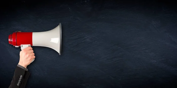 Wide megaphone blackboard business background — Stock Photo, Image