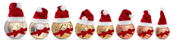 圣诞奖金欧元和美分硬币概念集 — 图库照片