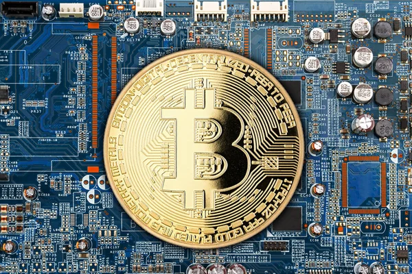 Bitcoin computer mining concept — стоковое фото