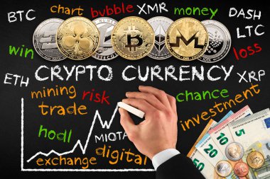 Kripto para birimi işadamı yazı tahtası