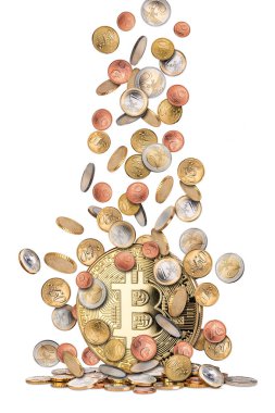 Euro bitcoin para sikke yağmur kavramı