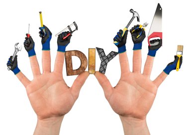 soyut DIY tamirci parmak araçları kavramı 