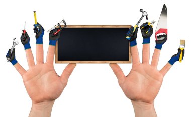 yaratıcı soyut DIY ev erkeği parmak araçları kavramı 