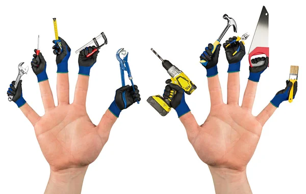 Creative abstract diy handyman finger tools concept — Stock Photo, Image