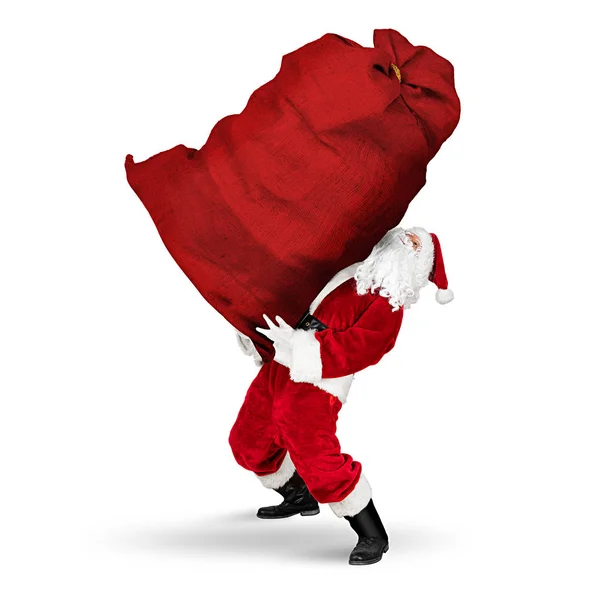 Klassiek traditioneel gek grappig santa claus op uitputtende leveren — Stockfoto