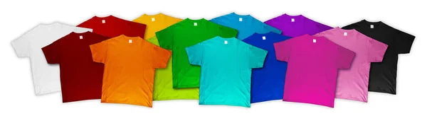 Ampla Fileira Banner Panorama Muitas Camisetas Algodão Tecido Novo Fresco — Fotografia de Stock