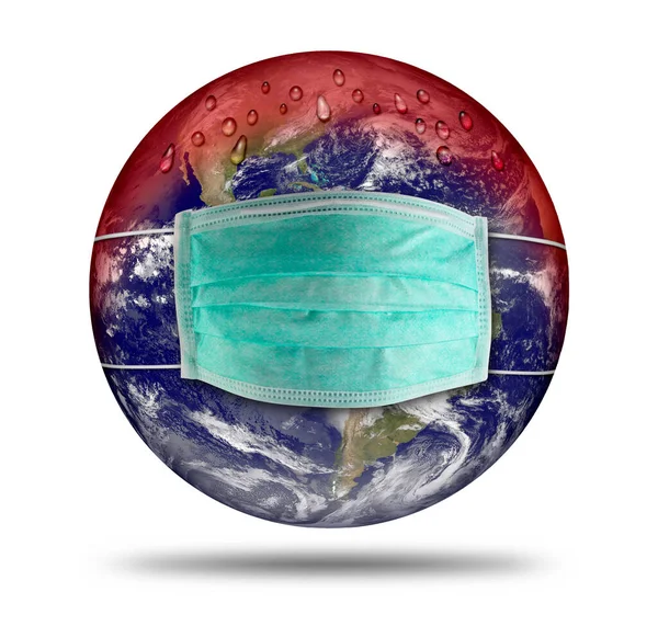 Coronavirus Globe Terrestre Avec Respirateur Respirant Masque Poussière Faciale Concept — Photo