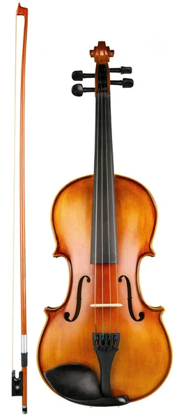 Velho Violino Marrom Madeira Retro Alta Qualidade Madeira Com Arco — Fotografia de Stock