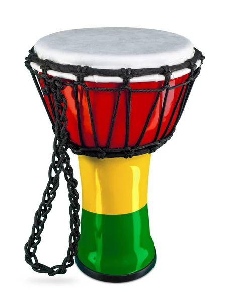 Traditional Djembe Hand Drum African Culture Percussion Instrument Colorful Red — Stock Photo, Image