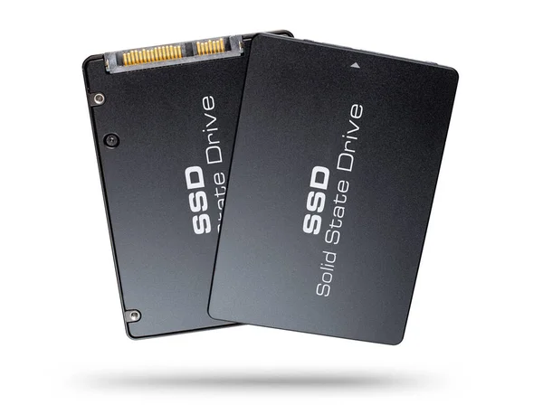 Coppia Ssd Dorato Nero Stato Solido Disco Rigido Del Computer — Foto Stock