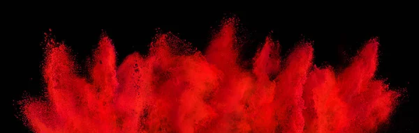 Colore Rosso Holi Polvere Esplosione Isolato Sfondo Nero Scuro Industria — Foto Stock