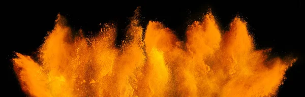 Colore Arancione Rosso Holi Vernice Polvere Esplosione Isolato Sfondo Nero — Foto Stock