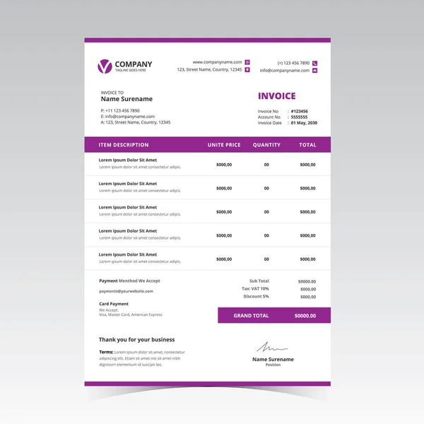 Fatura Şablonu Vektör Tasarımı