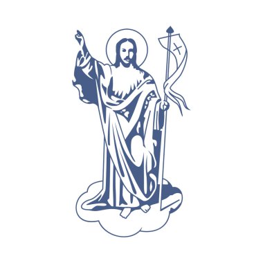 İlahi görüntünün vektör çizimi. Beyaz arkaplandaki görüntünün bir rengi. Düz tasarım Hıristiyanlık