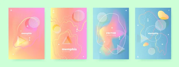 Kleurrijke vloedgolven. Brochure van Pink Memphis. — Stockvector