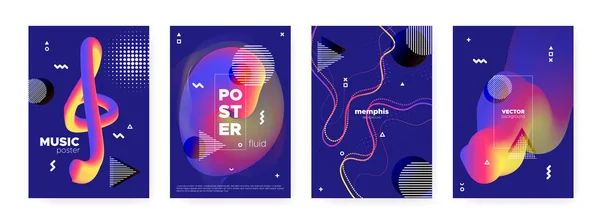 Fluid Memphis Gradient. Hipster graphique couverture . — Image vectorielle