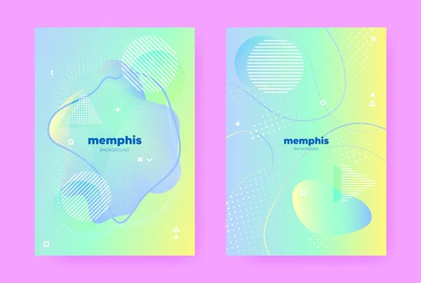 Capa Pastel Azul. Ilustração abstrata de Memphis . — Vetor de Stock