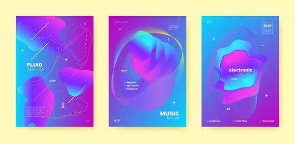 Blauwe Trance Muziekposter. Wave Gradient Blend. — Stockvector