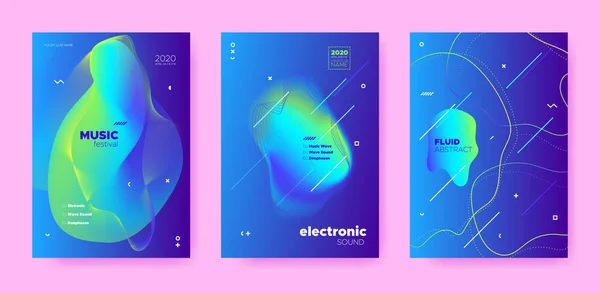 Festiwal Elektroniczny. Plakat DJ-a. Niebieski Minimalny — Wektor stockowy