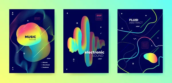 Volantino di musica al neon. Schema gradiente. Elettronica — Vettoriale Stock