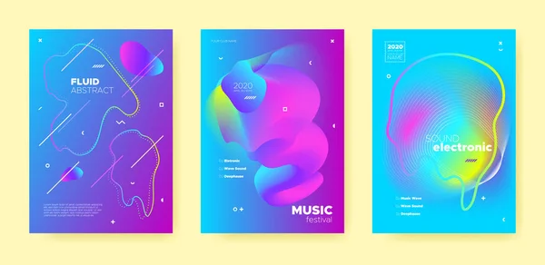 Poster musicale techno al neon. Gradiente astratto — Vettoriale Stock
