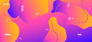 Kademeli Sıvı Şekilleri. Vektör Memphis Süslemesi. 