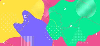 Çok renkli Memphis kapağı. Hippi Geometriği 