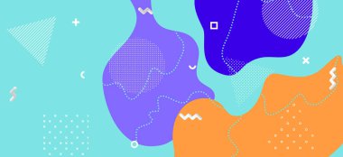 Çok renkli Memphis Banner. Hippi Geometriği 