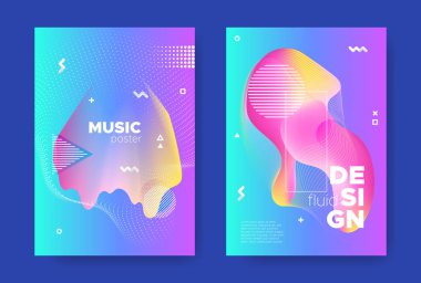 Mavi Müzik Posteri. Gece kulübü Parti Broşürü. 