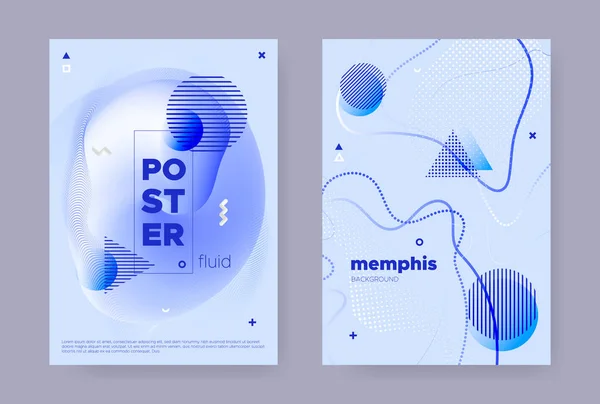 Blue Abstract Memphis Gradient. Summer Flow — 스톡 벡터