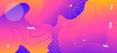 Colorful Wave Shapes. Minimal Memphis Texture. 