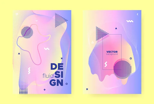 Pastel Fluid Banner. Barevný gradient hologramu. — Stockový vektor