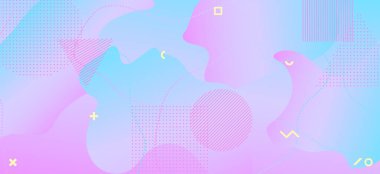 Memphis Pastel Banner. Geometrik Dalga Tasarımı. 