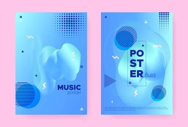 Blue Hipster Memphis Gradient. Flusso di tendenza — Vettoriale Stock