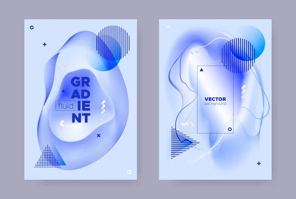 Blue Abstract Memphis Gradient. Trendy Flow — Stockový vektor