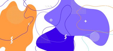 Mavi Memphis Şekilleri. Vektör Soyut Duvar Kağıdı. 