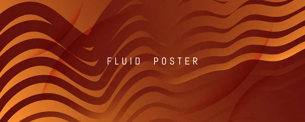 Color Fluid Flow. Orange Geometric Wallpaper. 3d — Stock Vector