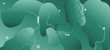 Dalga Sıvısı Posteri. Yeşil Soyut Şablon. 