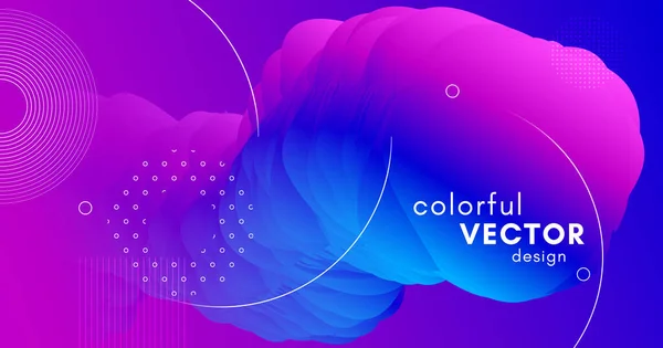 Blue Neon Futuristic Liquid. Color Music Poster. — Stock Vector