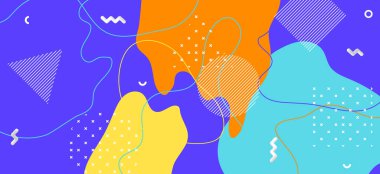 Çok renkli Memphis Posteri. Moda Geometriği 