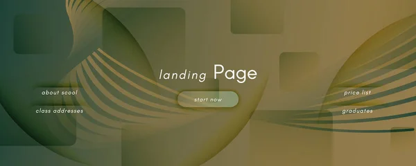 Green Landing Page Design. 3d Flow Line Pattern. — Stock Vector