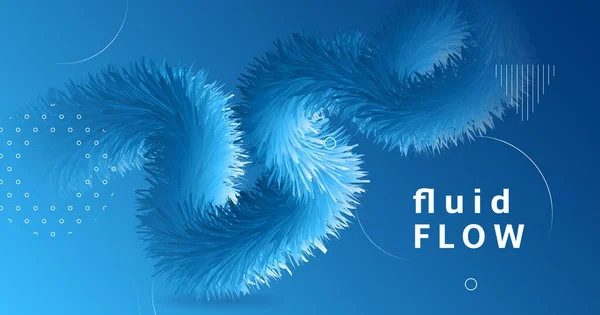 Formas de onda 3d. Design de fluxo. Azul vibrante — Vetor de Stock