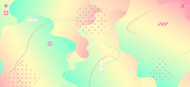 Pastel Renkli Poster. Yeşil Geometrik Şekiller. 